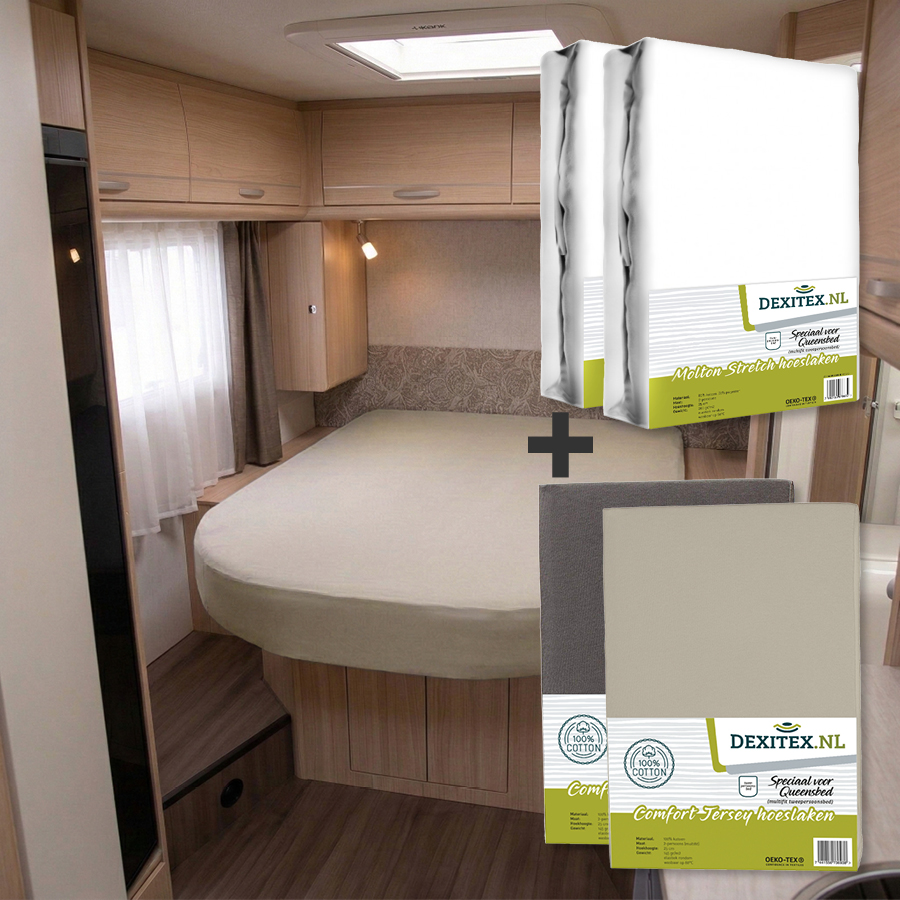 Pack textil Cama de isla/Cama central- 2 sábanas bajeras y 2 sábanas bajeras de jersey