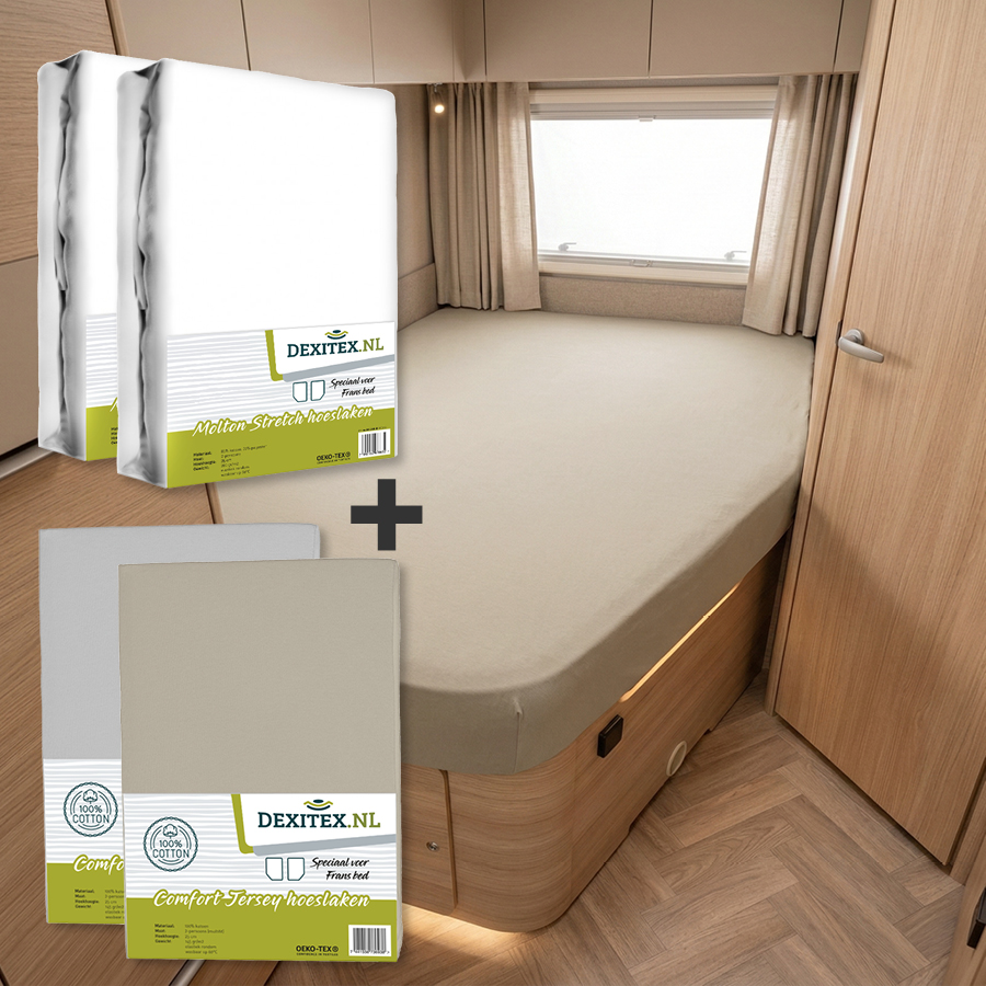 Juego textil cama francesa - 2 Muletones y 2 sábanas bajeras - derecho