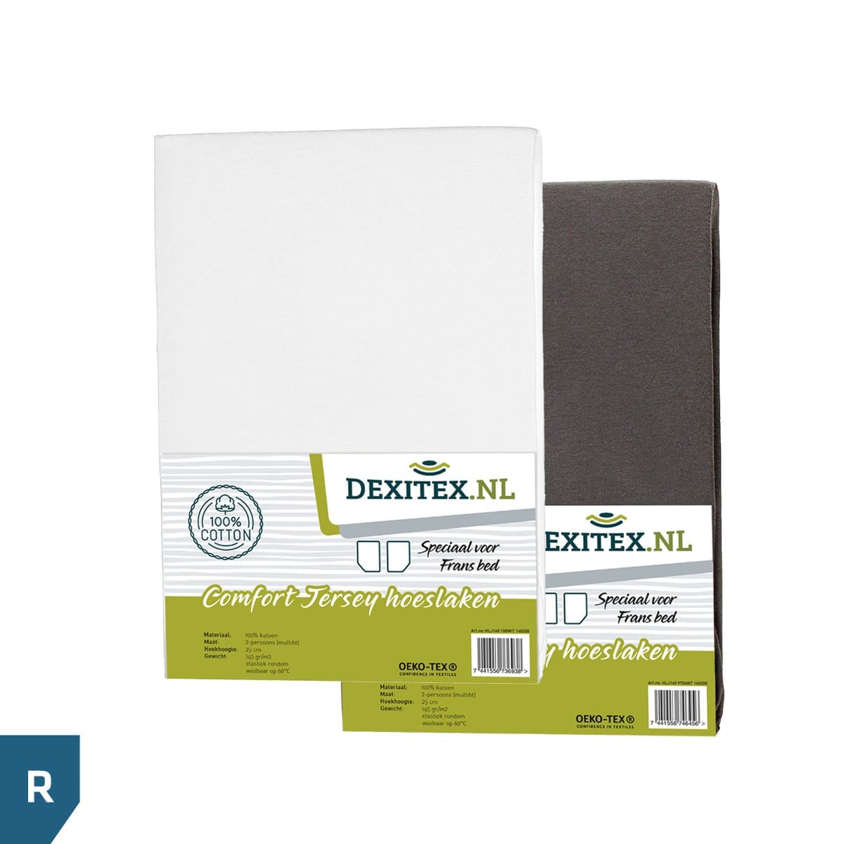 Sábana bajera jersey cama francesa blanco,gris claro o antracita - derecha